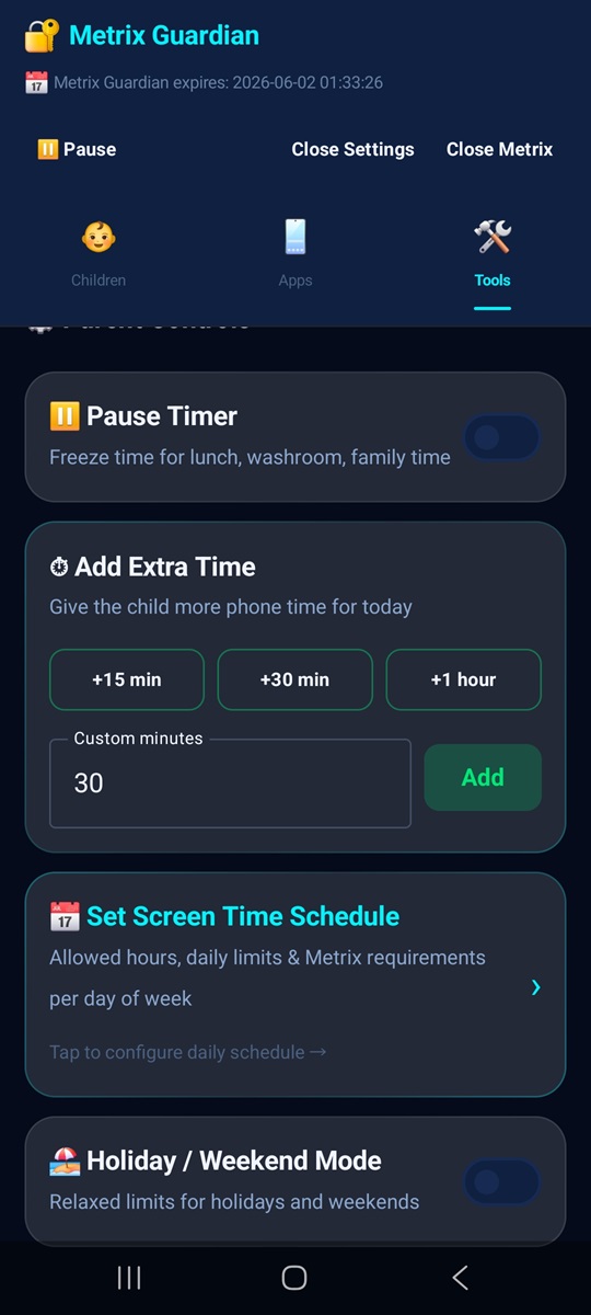Parent Dashboard Tools